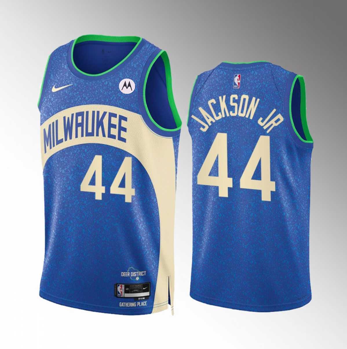 Men's Milwaukee Bucks #44 Andre Jackson Jr. Blue 2023-24 City Edition Stitched Basketball Jersey Dzhi,We sell and wholesale Men's Milwaukee Bucks #44 Andre Jackson Jr. Blue 2023-24 City Edition Stitched Basketball Jersey Dzhi on line form chian!